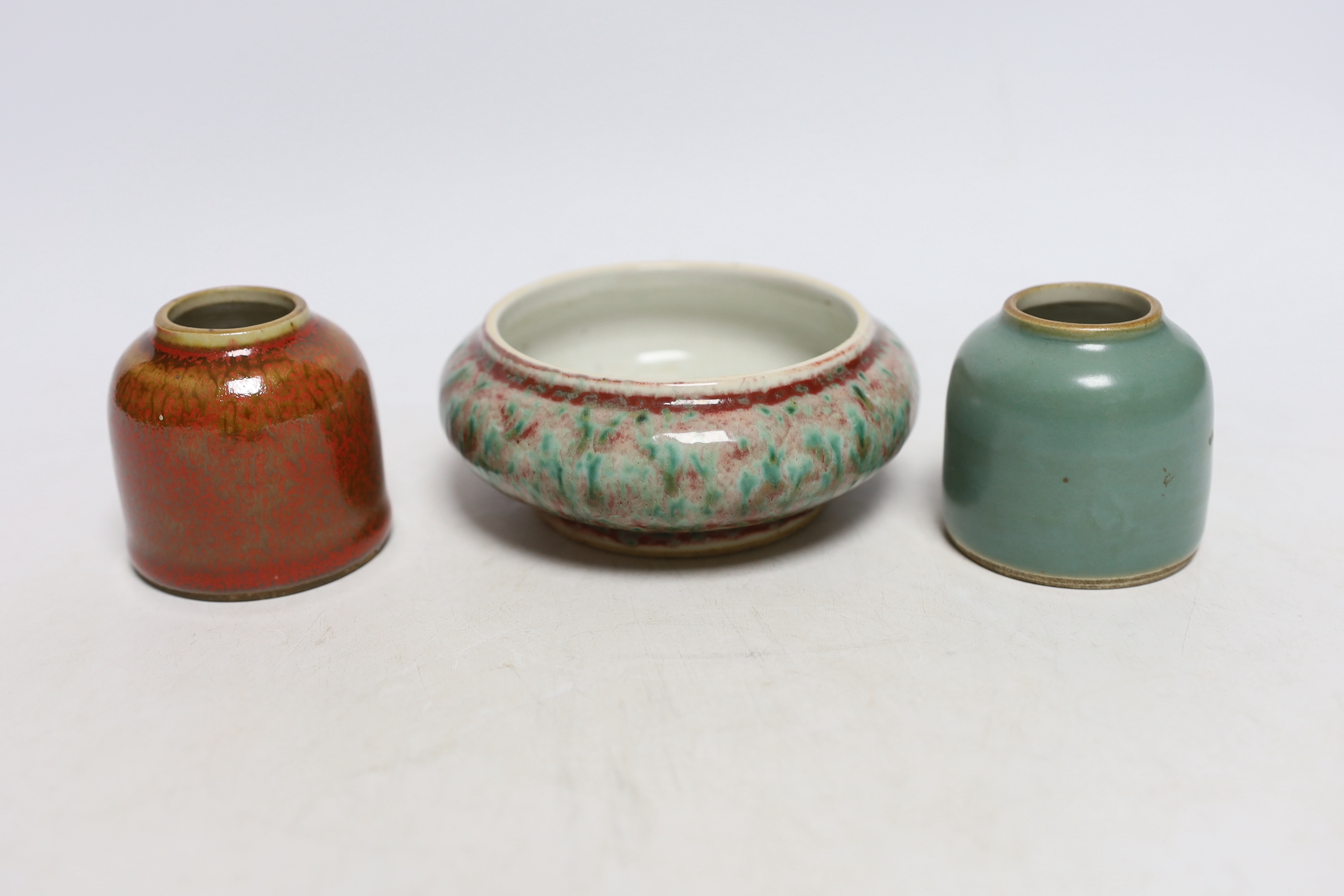 A group of Chinese flambé brushwashers, tallest 6cm